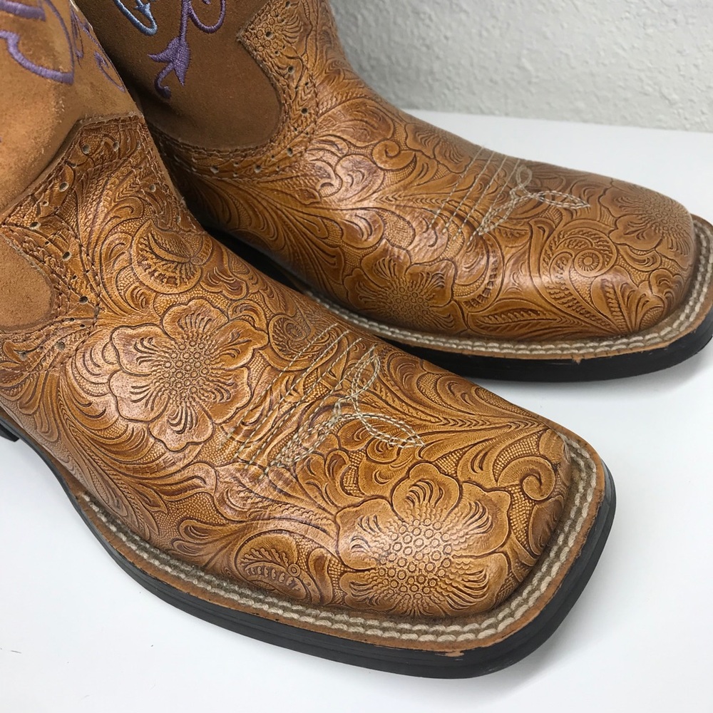 Ariat Fatbaby Floral Printed Square Toe Boots 6B - Picture 2 of 9